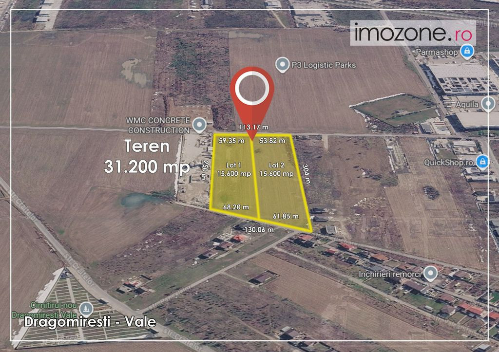 Dragomiresti Valea - Langa Centura, teren 15.600 mp, 28E/mp