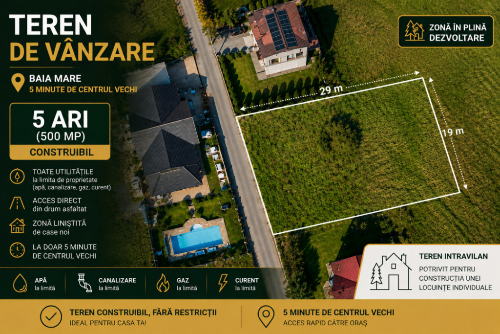Teren intravilan, 5 ari, Zona Vrancei
