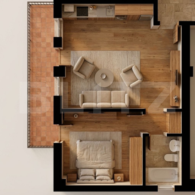 Ap. 2 Camere 41 mp + Balcon | Rate la Dezvoltator | Burdujen