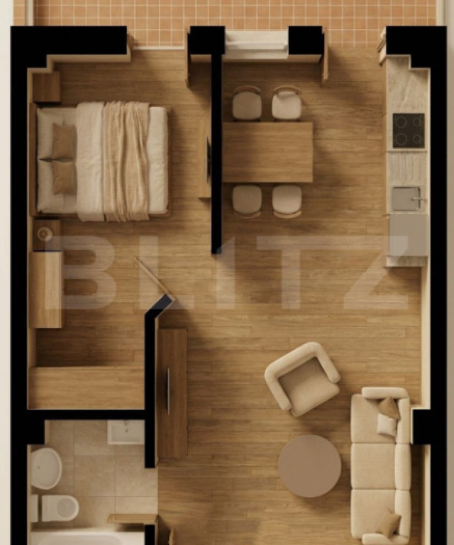 Ap. 2 Camere 43 mp + Balcon Generos 8.3 mp | Încălzire Par