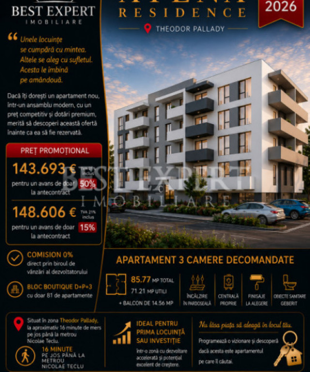 ⭐ COMISION 0% | 3 Camere | Bloc Boutique | Theodor Pallady