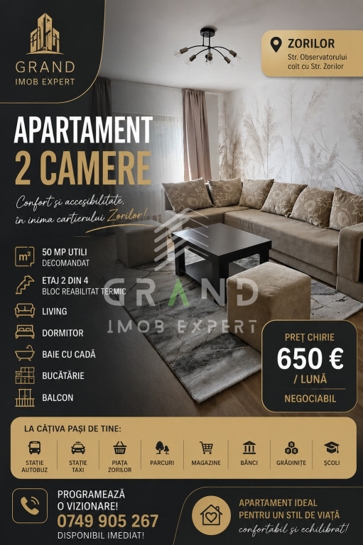 Apartament | 2 Camere | 50 MP | Etaj 2 | Zorilor/Observatoru