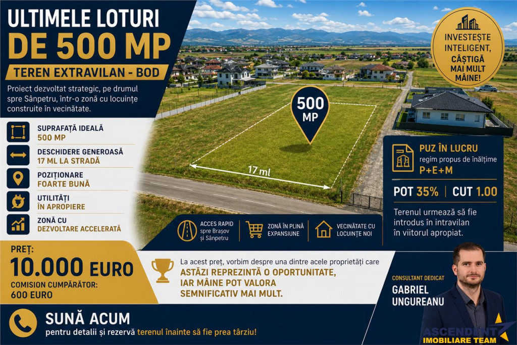 Teren 515 mp cu proiect de casă și autorizație în cur...