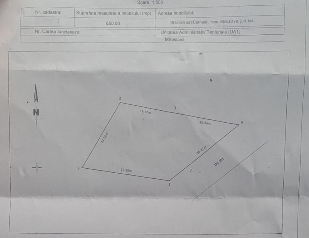 TEREN intravilan - CORNESTI 650 MP, 29.900 EURO