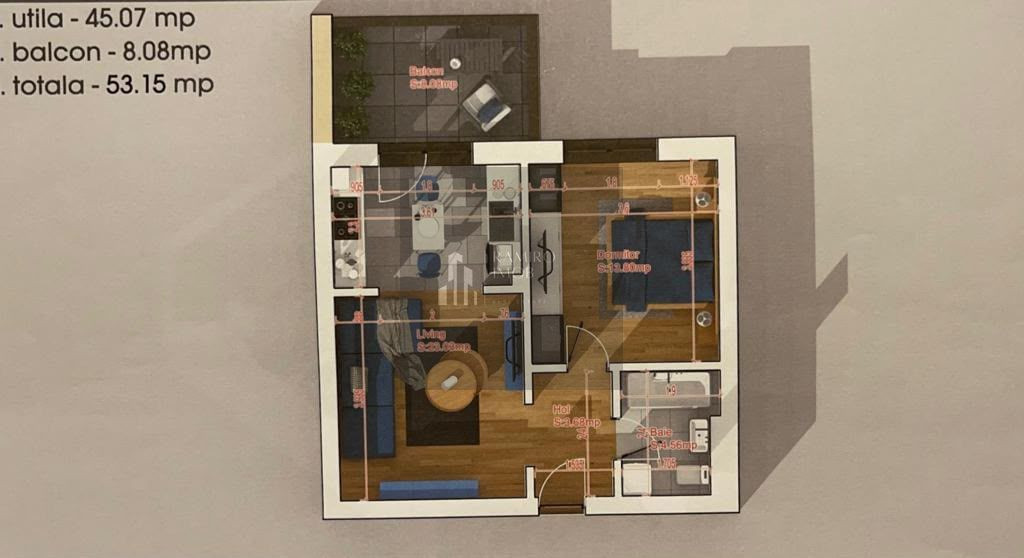 Apartament 2 camere decomandat 54 mp | Bloc nou | Mobilat...