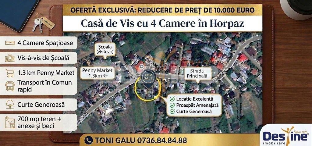 Casă 4 camere și 720 mp teren + beci și anexe