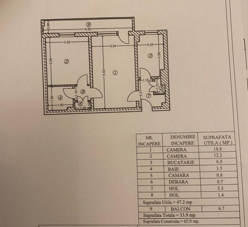 Apartament cu 2 camere- zona Nord- Colegiul Nichita Stanescu