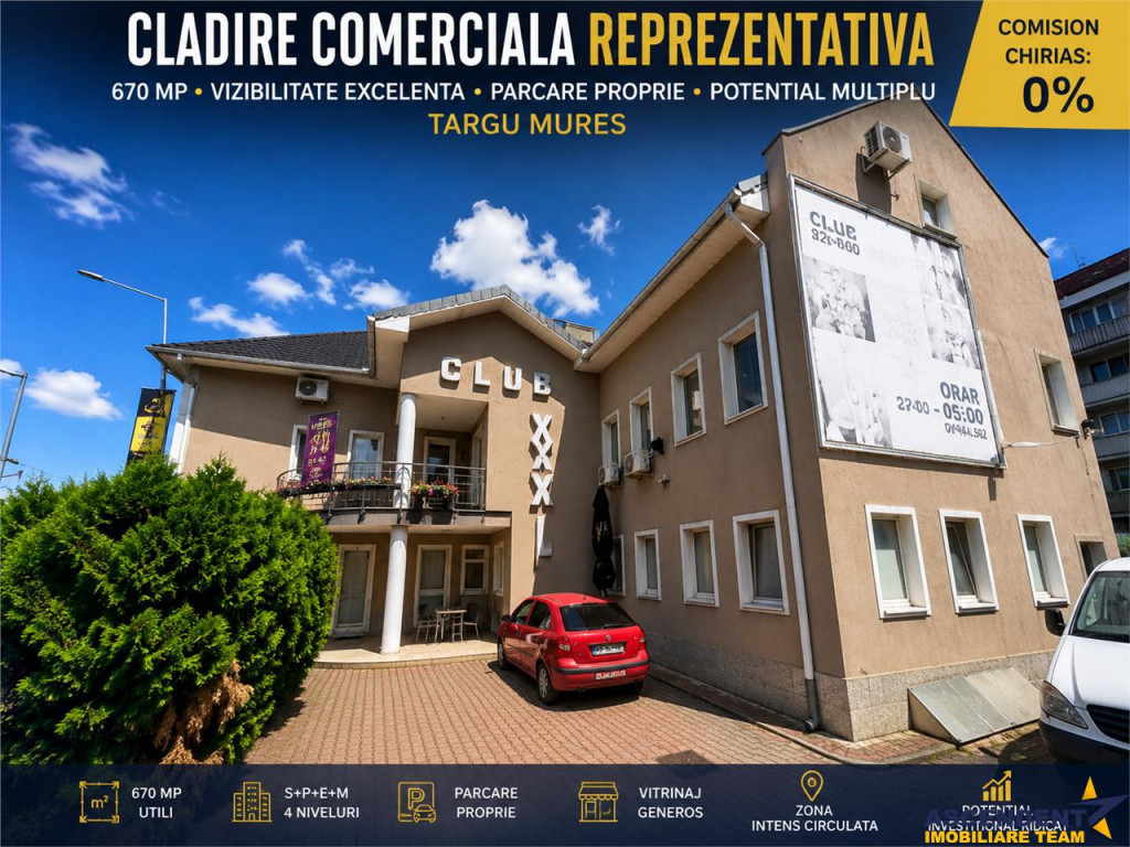 Cladire comerciala reprezentativa, 670 mp, vizibilitate, par