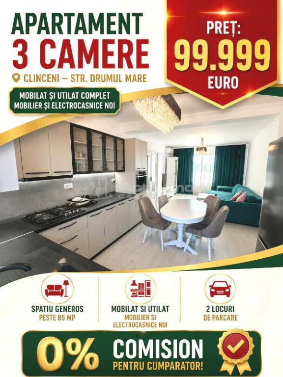 - Apartament mobilat - utilat - Clinceni - 99999E - tva