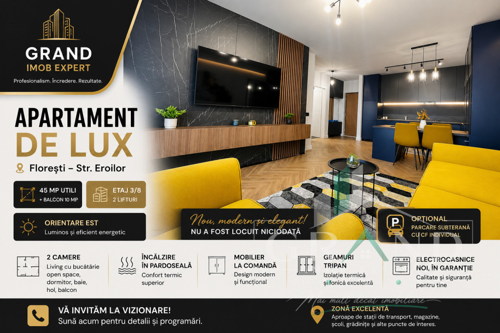 Apartament de Lux | 2 Camere | Balcon | Parcare | Floresti