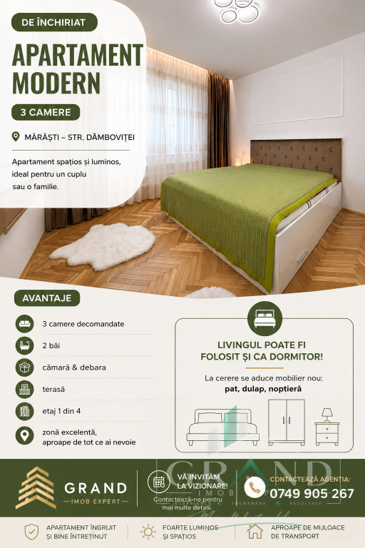 Apartament 3 Camere Decomandate | 2 Bai | Debara | Terasa |