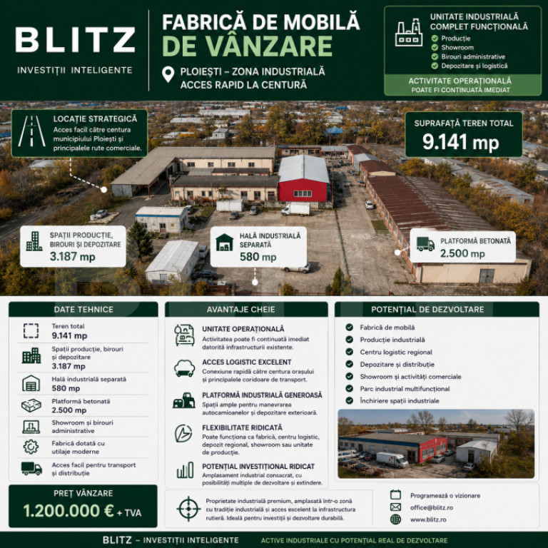 Hale, spațiu producție și depozitare 3187 mp și teren 91