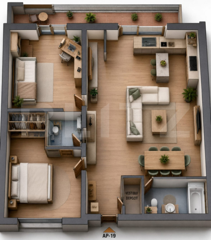 Apartament 3 Camere | 74,62 mp | Bloc Nou | Zona Tudor