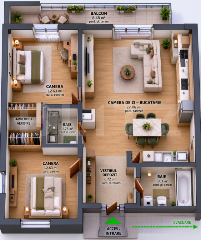 Apartament cu 3 Camere, zona Tudor
