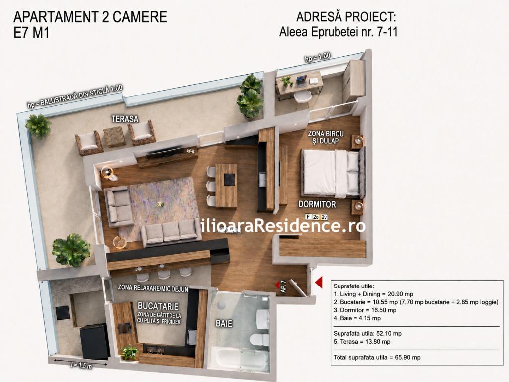 2 camere, 65 mp utili, 300 m metrou Nicolae Grigorescu (Ilioara), Park