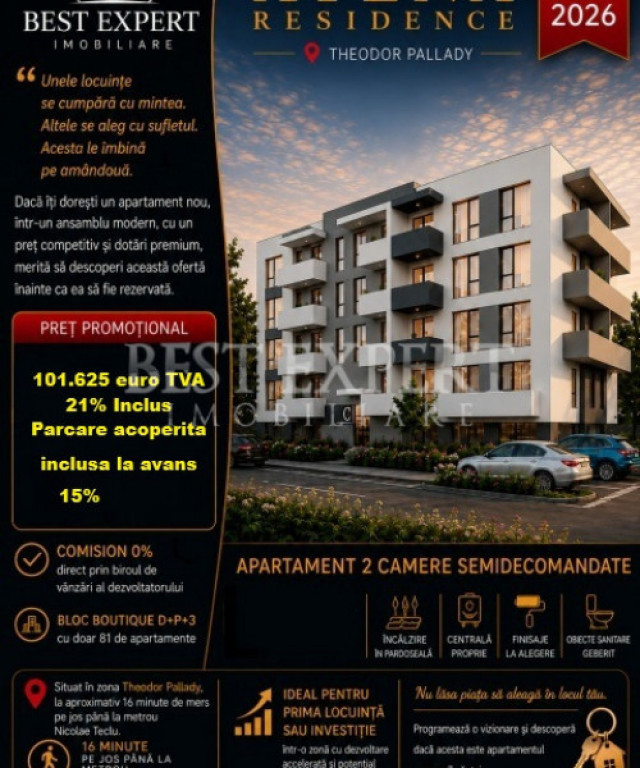 2 Camere | Parcare Acoperită Inclusă | Avans 15% | Ideal I