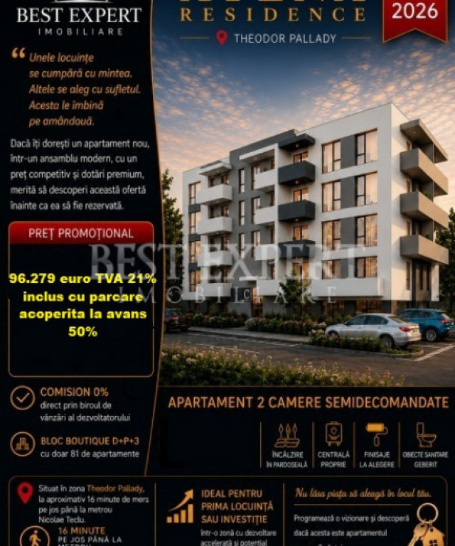 2 Camere Premium | Parcare Acoperită | Compartimentare Int