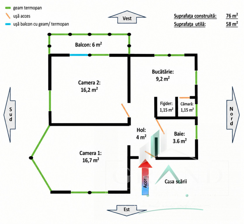 Apartament in vila | 2 camere | Decomandat | Parcare | Curte