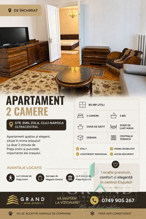 Apartament Ultracentral | 2 Camere | 85 mp | Etaj 1 – Emil