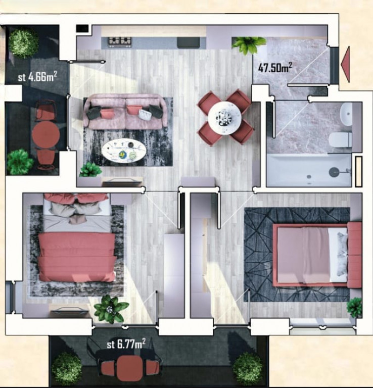 Apartament 3 camere, 52mp,. bloc nou, Sannicoara