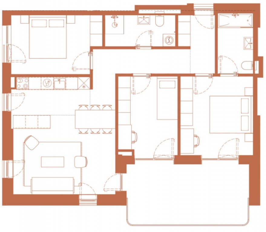 Apartament 4 camere 86.2 mp si logie 18.1 mp in Hexagon