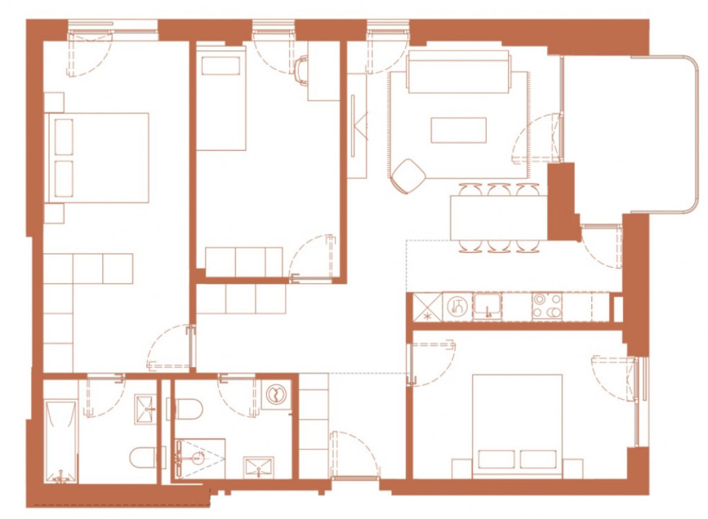 Apartament 4 camere 93.4 mp si logie 8.1 mp in Hexagon