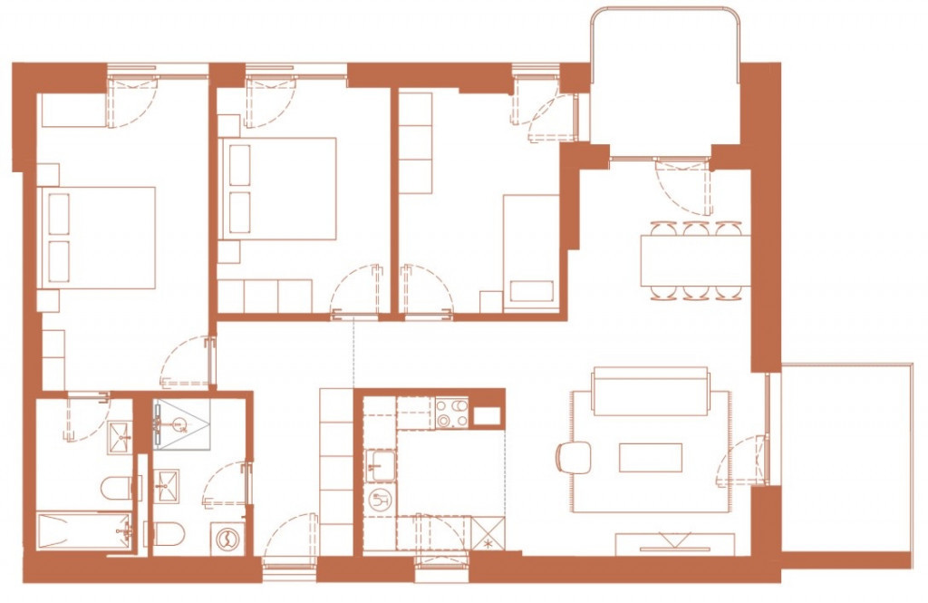 Apartament 4 camere 95.6 mp 2 logii de 6.6 mp si 8.2 mp in H