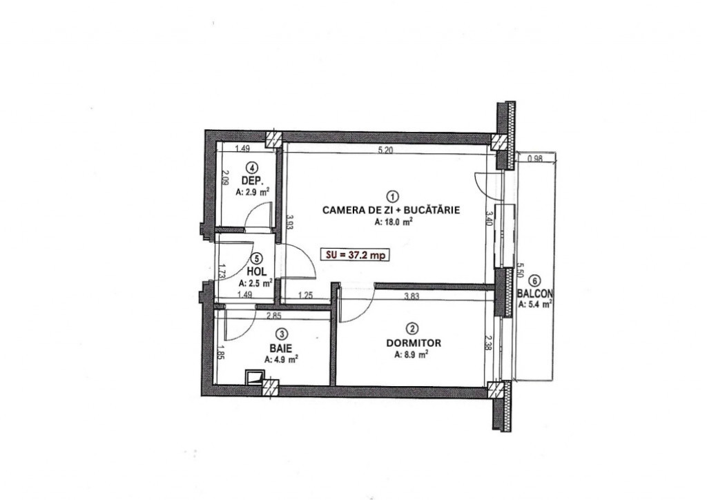 Apartament 2 camere 37.3 mp in Floresti zona Terra