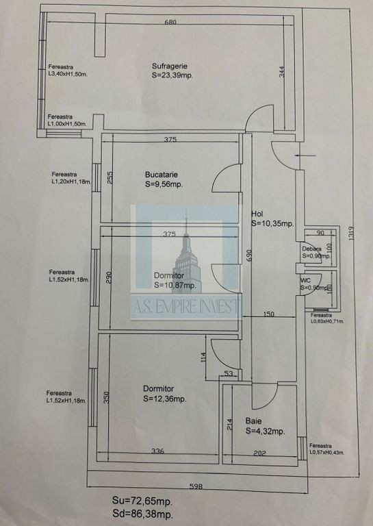Apartament 3 camere, decomandat, etaj 2/9 - Calea Bucures...