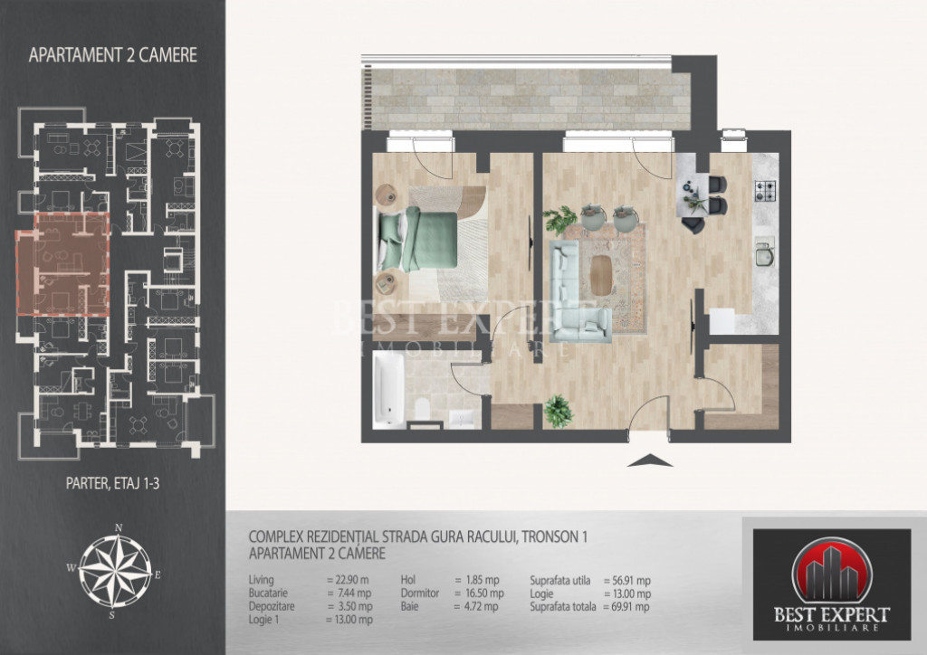 2 Camere | Direct Dezvoltator | Încălzire Pardoseala