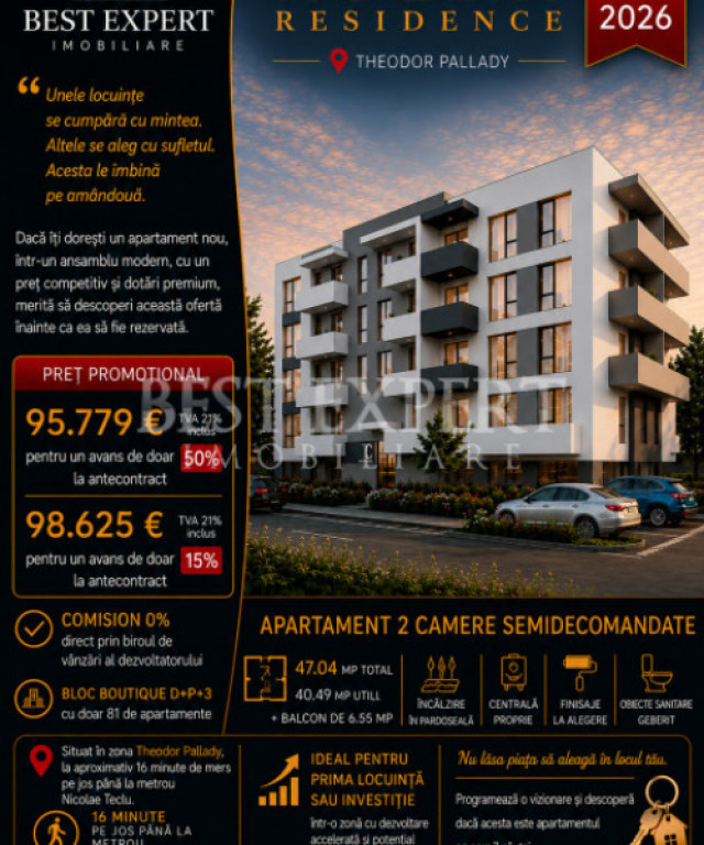 2 Camere cu Parcare acoperita | Incalzire Pardoseala