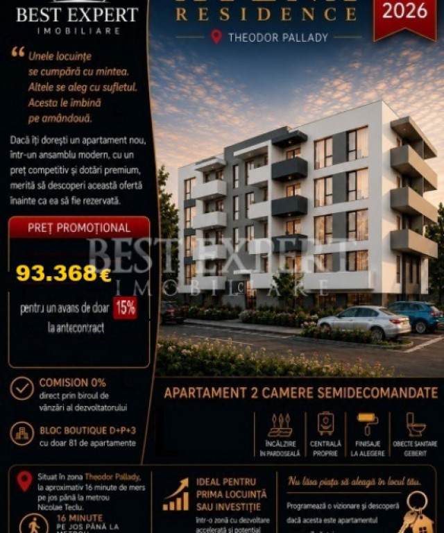 2 Camere | Avans 15% | Credit Ipotecar | Direct Dezvoltator