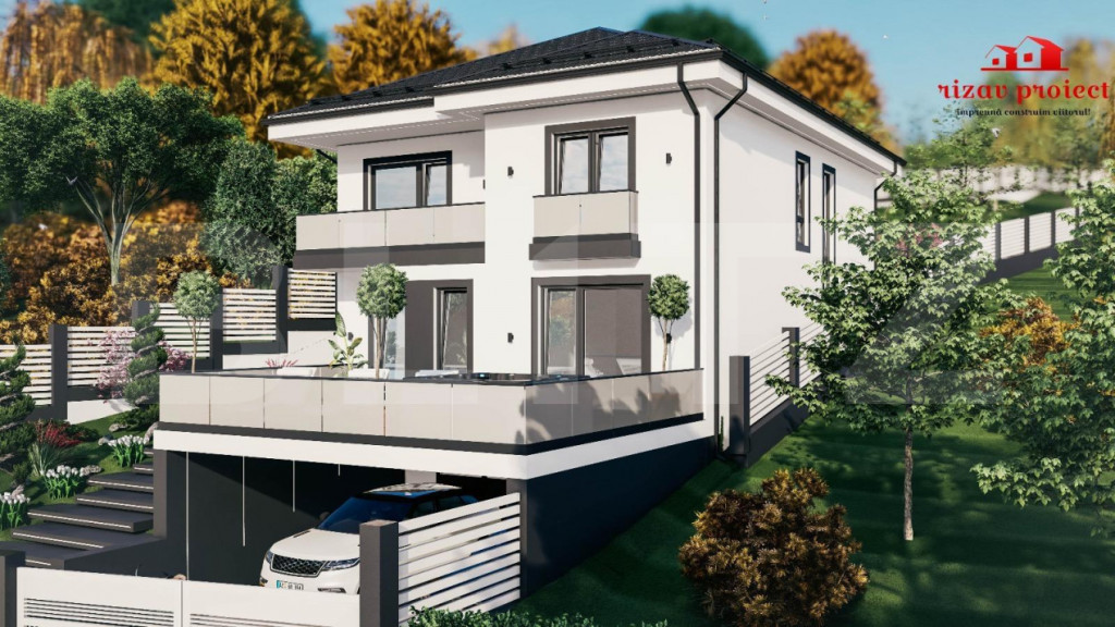 Casa la rosu, Demisol+Parter+Etaj, 223 mp, teren 10 ari