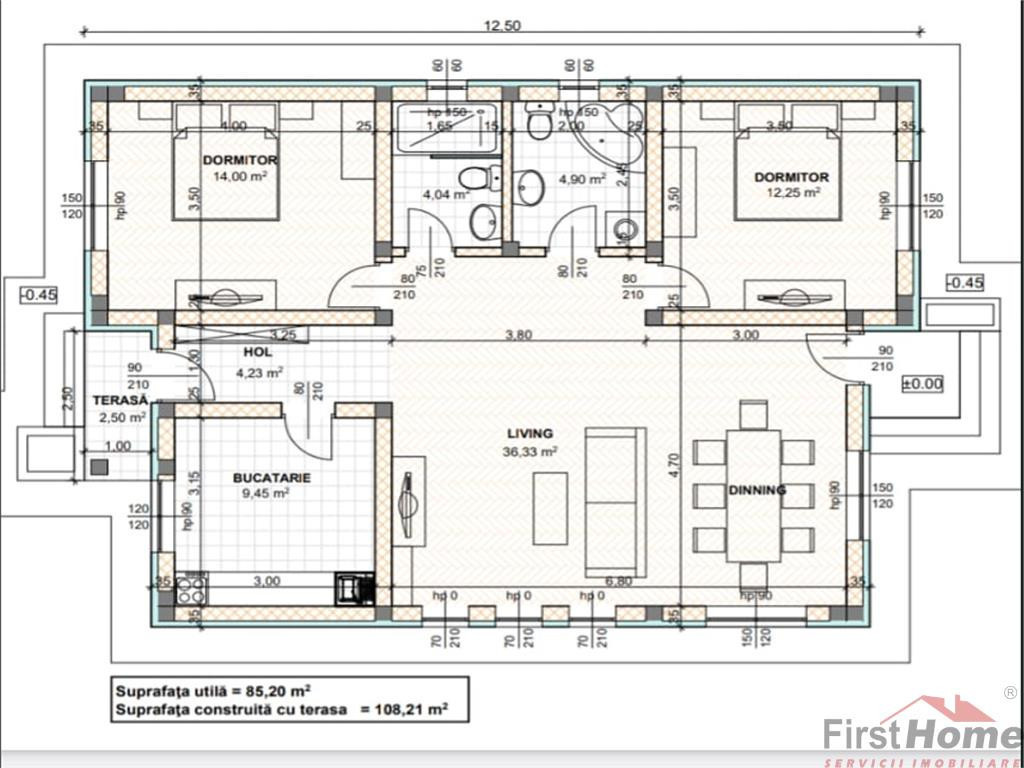Casa noua, 3 cam, 2 bai, mobilata si utilata, curte, foisor