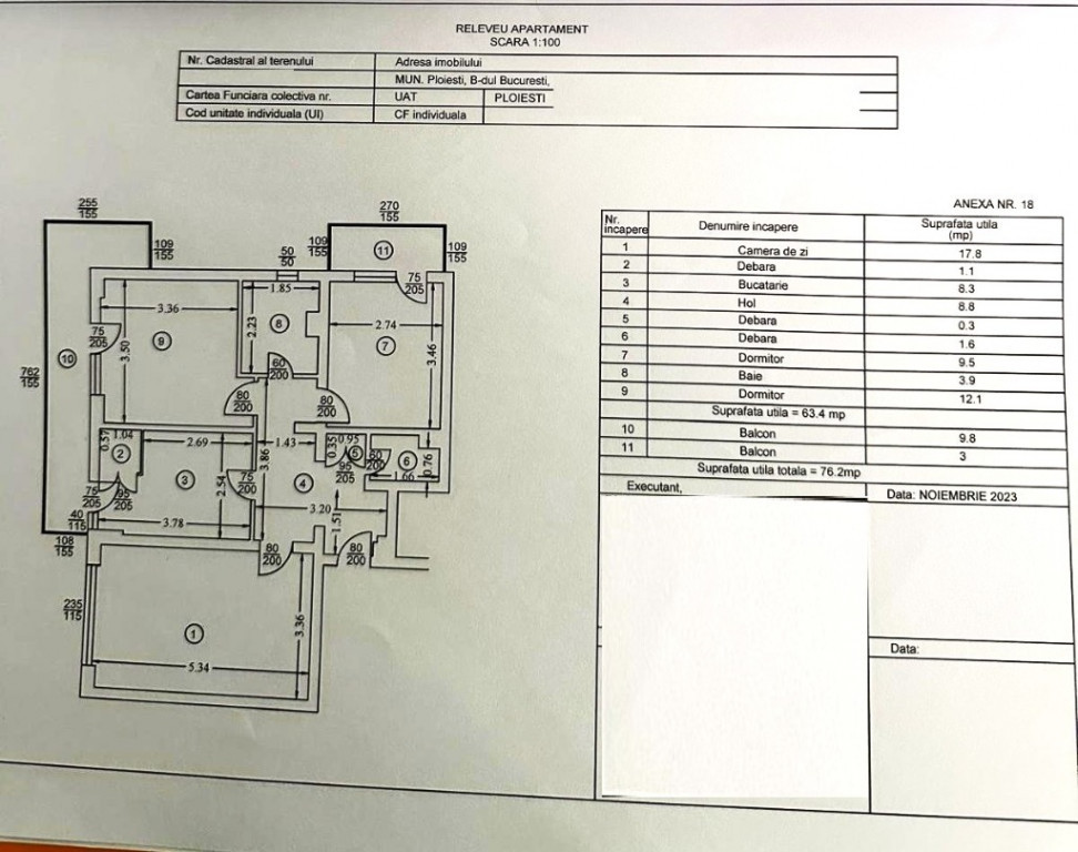 Apartament 3 camere decomandat două balcoane – Bulevardul București,