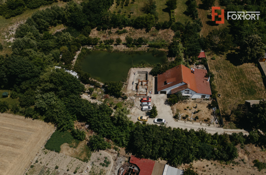 Casa individuala cu 8 camere si lac cu pesti, teren 4424 mp