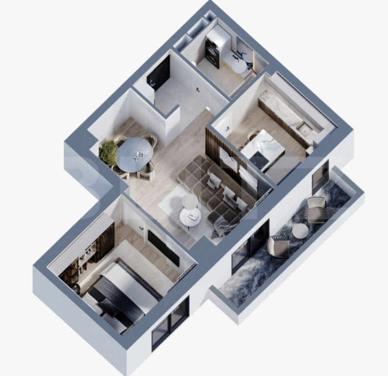 Apartament 2 camere, 51.50 mp, zona Poitiers