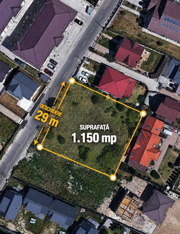 Teren intravilan Gavana Platou - 1150 mp, deschidere 29 m, R
