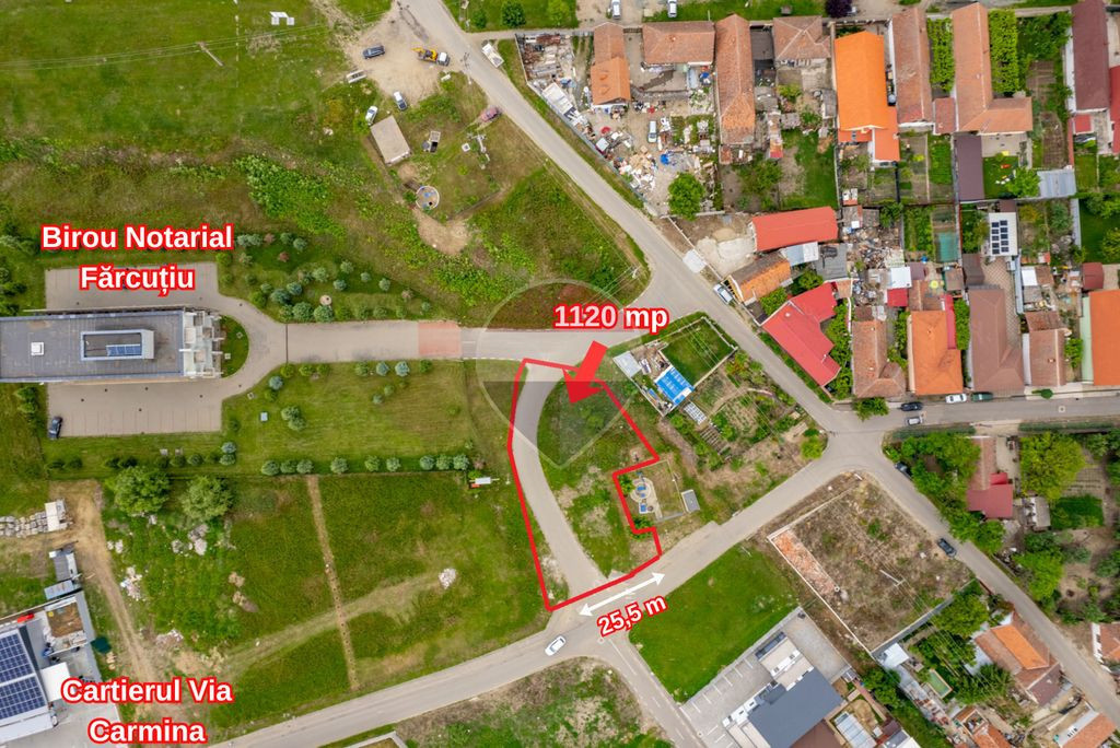 Teren pentru investiție 1.120 mp in Via Carmina Vladimirescu