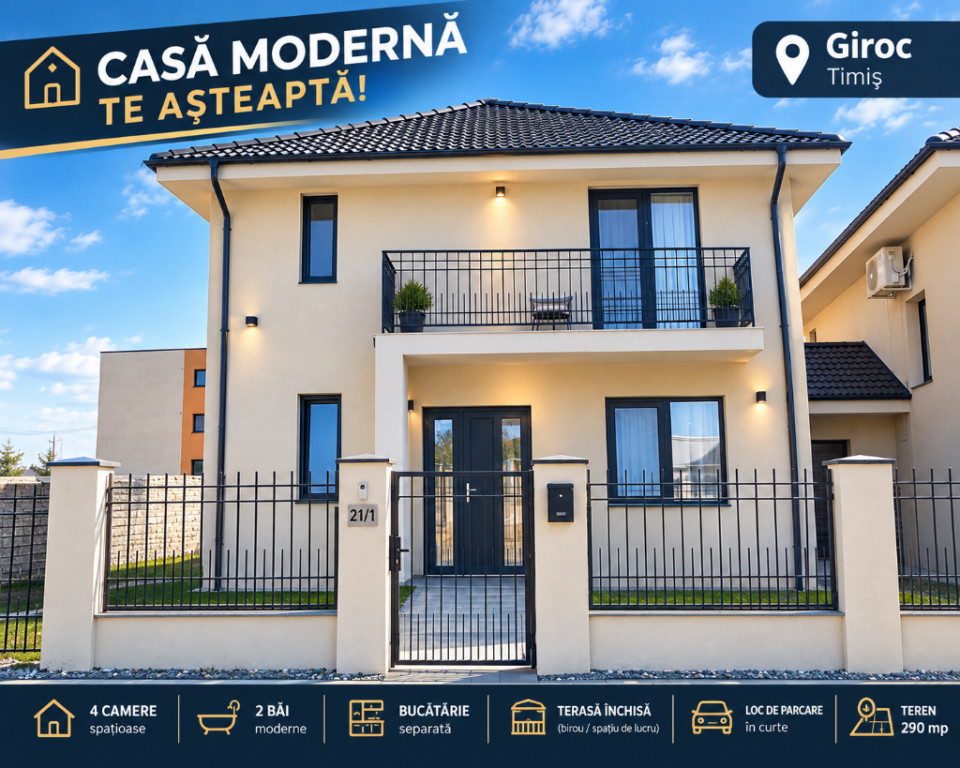 Duplex de vanzare - despartit prin camera tehnica Giroc, Timis