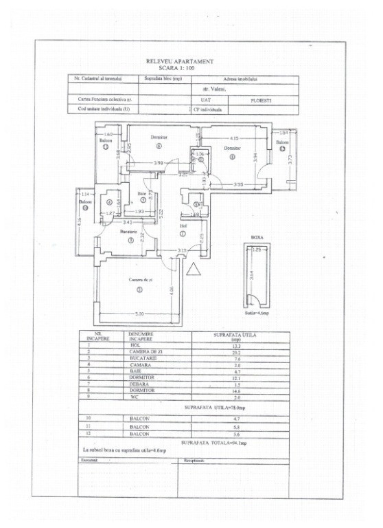 Apartament 3 camere 94 mp str Valeni Central Ploiești