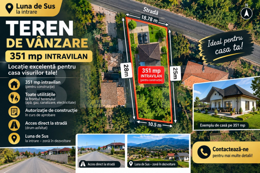 Teren cu autorizatie de constructie si proiect de casa. 351m