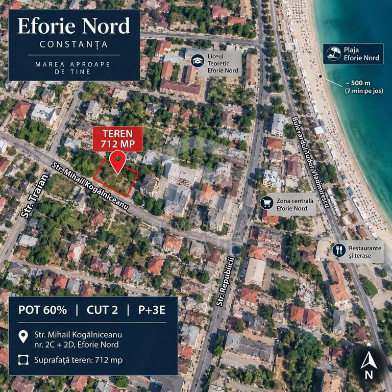 Teren intravilan 712 mp | Eforie Nord | Zonă centrală