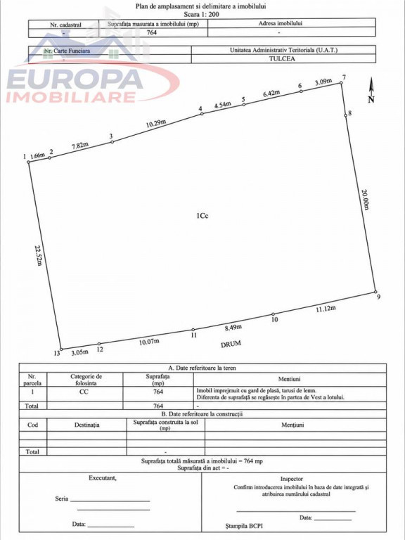 Teren de zona Al cel Bun Tulcea
