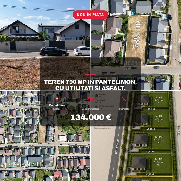 Teren 790 mp in Pantelimon, cu utilitati si asfalt.