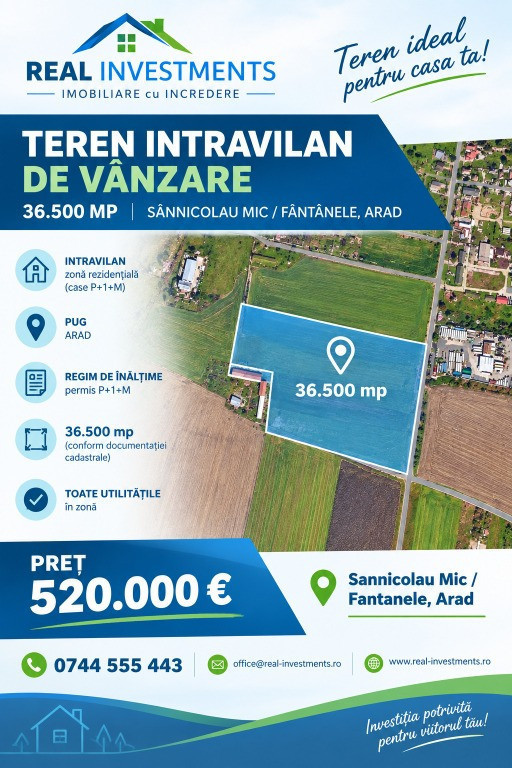 Teren 36.500 MP de vanzare Sannicolau Mic, Arad ID:RH-45694-property
