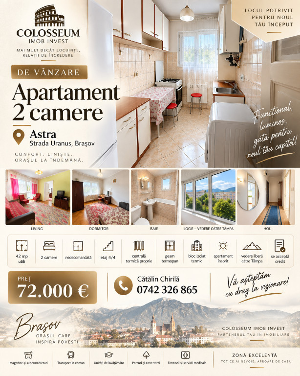 Apartament 2 camere | Confort 1 | Zona Astra