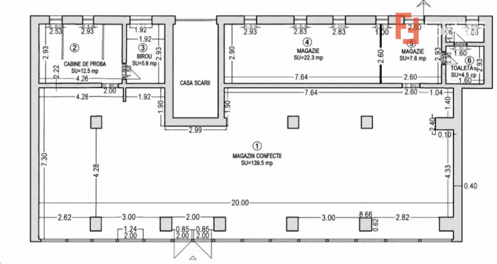 Spatiu comercial ultracentral de inchiriat, 200 mp utili, fr