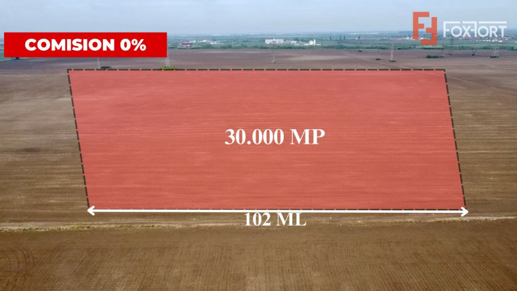 COMISION 0% Teren Extravilan 30.000 mp, front 102 ml, zona D