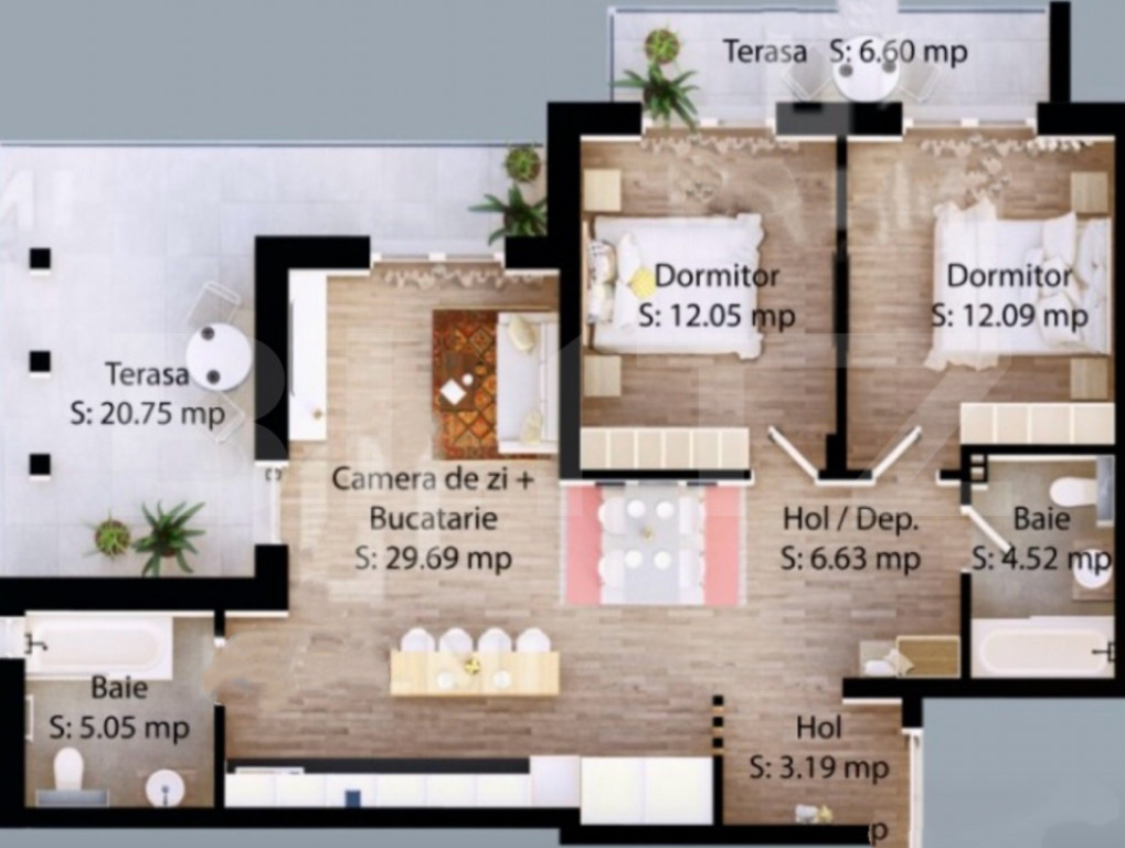 APartament cu 3 camere, 73 mp utili, zona Careiului